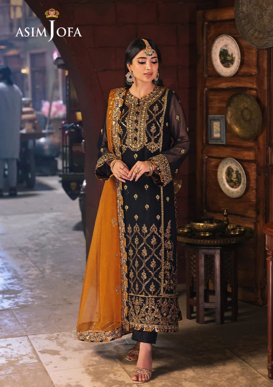 Asim Jofa New Arrival Black Chiffon Collection 3pc SC 1024