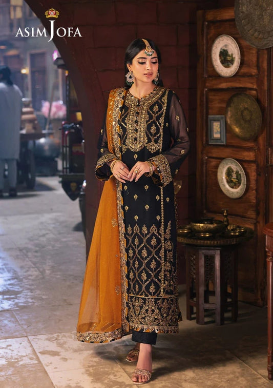 Asim Jofa New Arrival Black Chiffon Collection 3pc