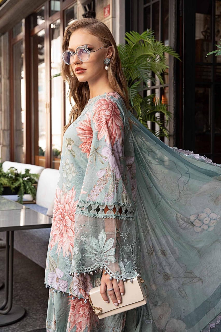 Maria B Green Color Lawn Embroidery New Arrival Summer Collection 3pc SC 1156