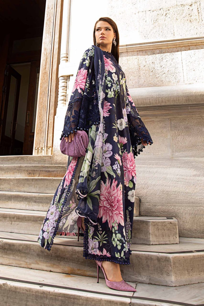 Maria B Blue Multi Floral Lawn Embroidery New Arrival Summer Collection 3pc SC 1131