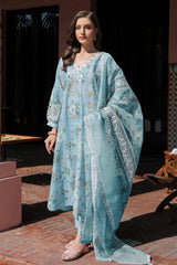 Baroque Sky Blue Digital Printed Swiss Lawn Collection 3pc SC 1058