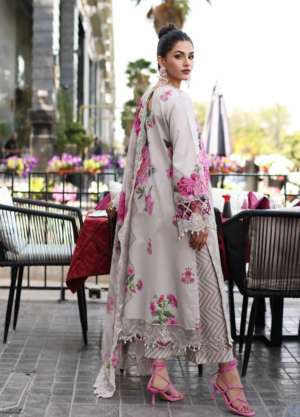 Asifa Nabeel Silk Hand Work Pink Multi Flower Party Wear Collection SC 1014