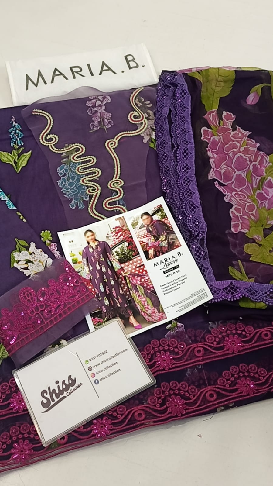Maria B 5=A Purple Printed Lawn Summer'26 Embroidered 3Piece Unstitched