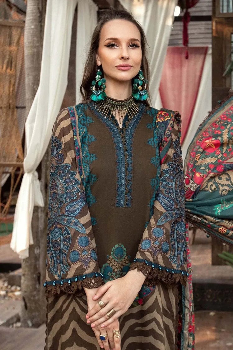 MARIA B BROWN ZIK PURE LAWN EMBROIDERY 3PC DRESS SC 1134