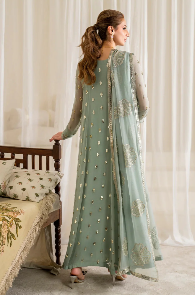Iznik Light Green Frock Formal Collection Chiffon 3pc Unstitched