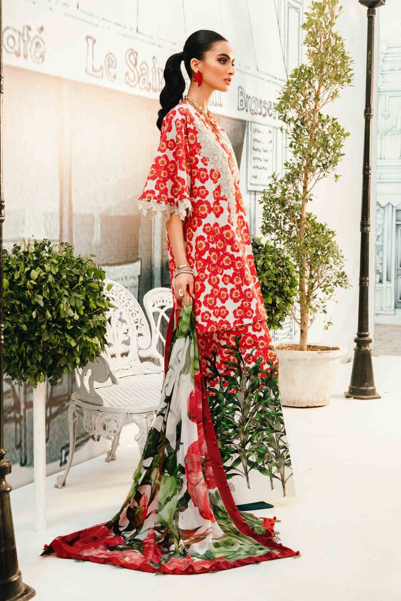 Maria B 2606-B Red New Arrival Lawn Emb 3pc Unstitched SC-1312