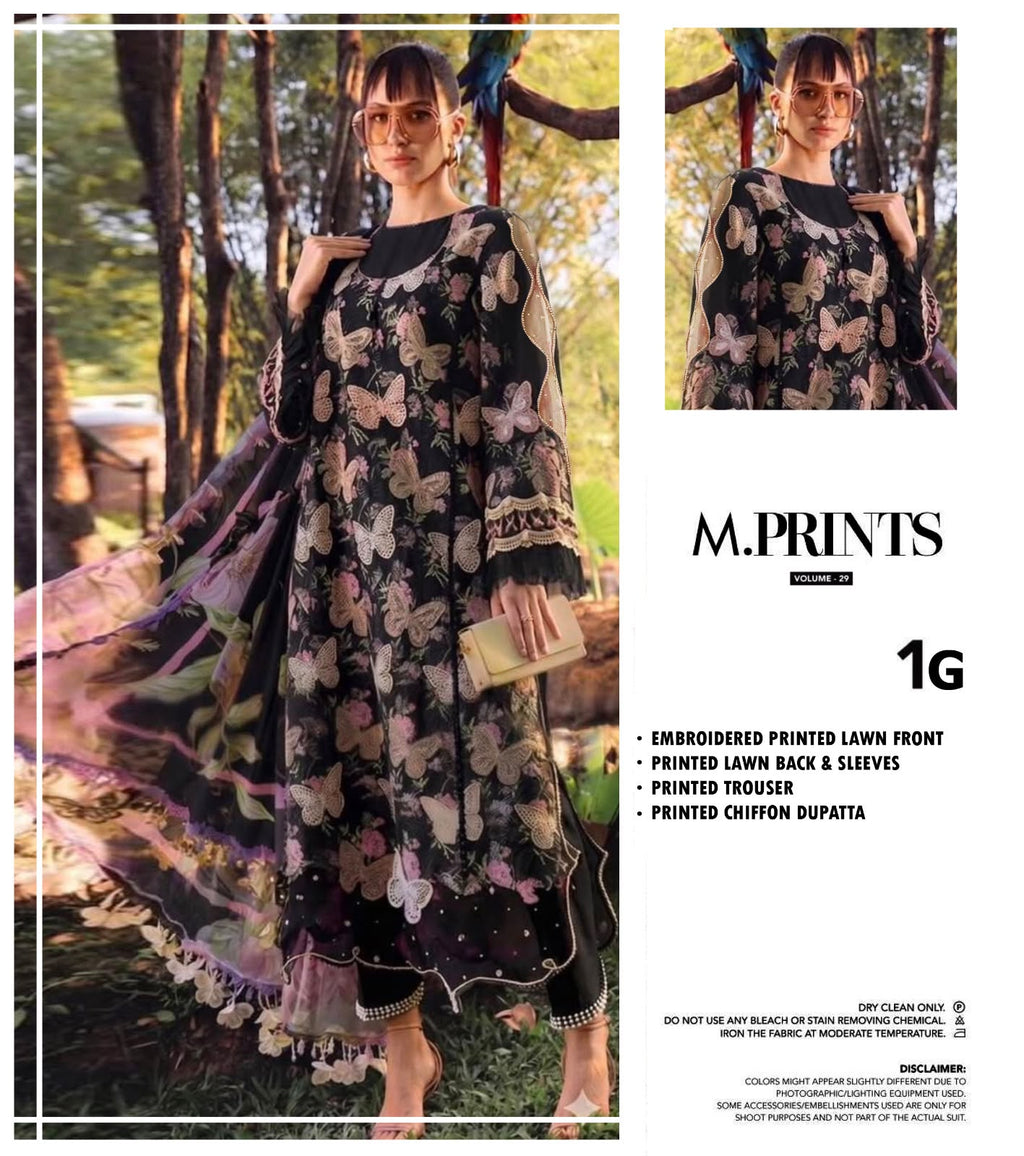 Maria B Butterfly Black Full Printed Lawn Summer'26 Embroidered 3Piece Unstitched