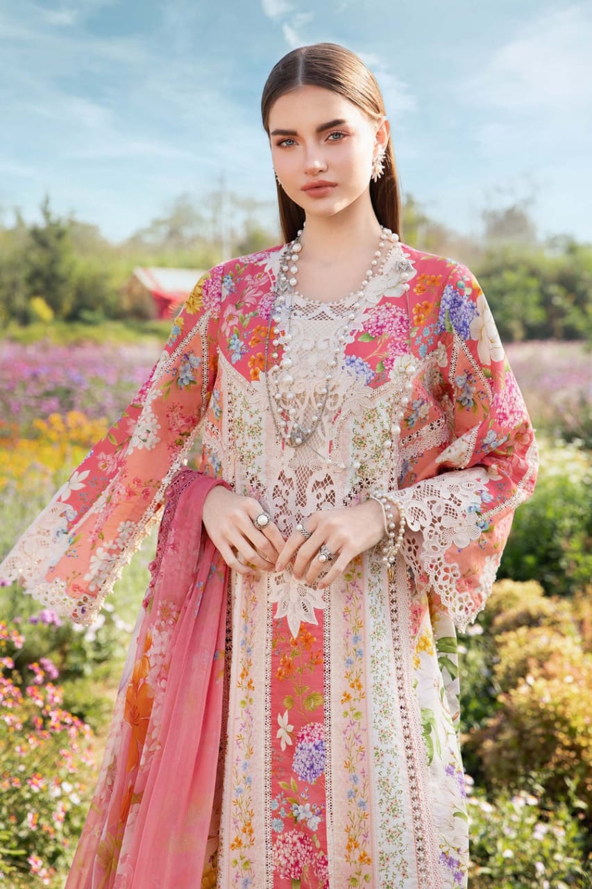 Maria B 2509 B Pink Multi New Arrival Lawn Emb 3pc Unstitched SC-1315