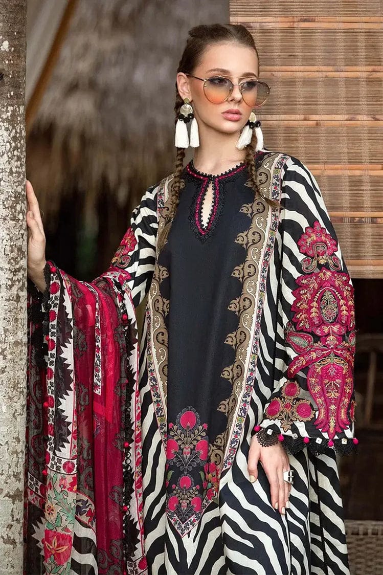 MARIA B BLACK ZIK PURE LAWN EMBROIDERY 3PC DRESS SC 1129