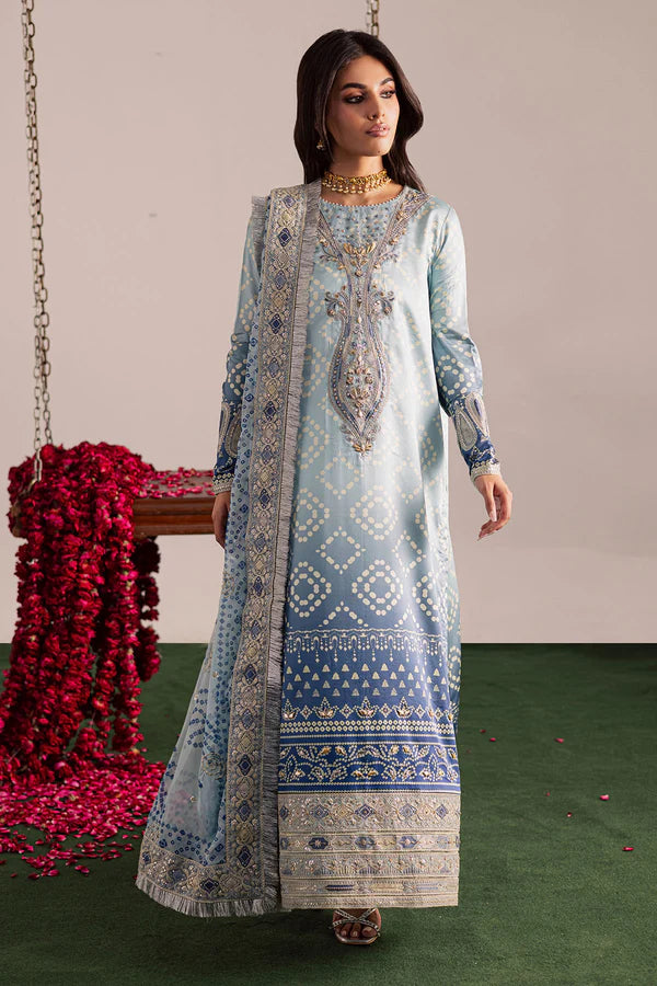 Nureh Blue Chundri Print Latest Lawn Embroidery 3piece Unstitched