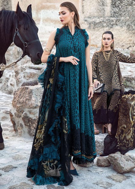 Maria B Chita Print Green Pure Lawn Embroidery Dress SC 1144