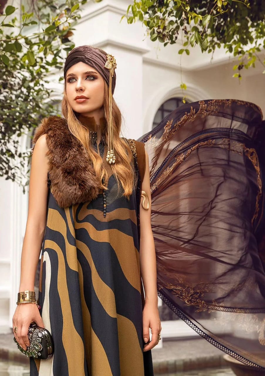 MARIA B MARBAL & GOLD PURE LAWN EMBROIDERY DRESS 3PS SC 1171