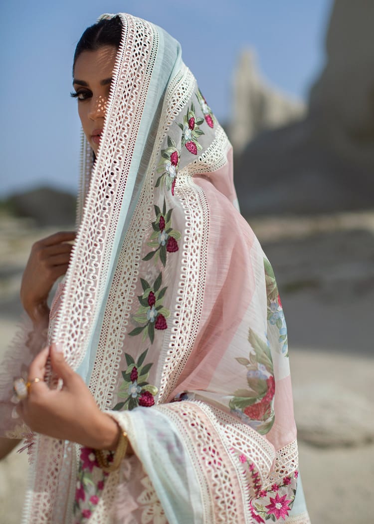 CRIMSON T PINK LUXURY LAWN CHIKKANKARI SC 1071