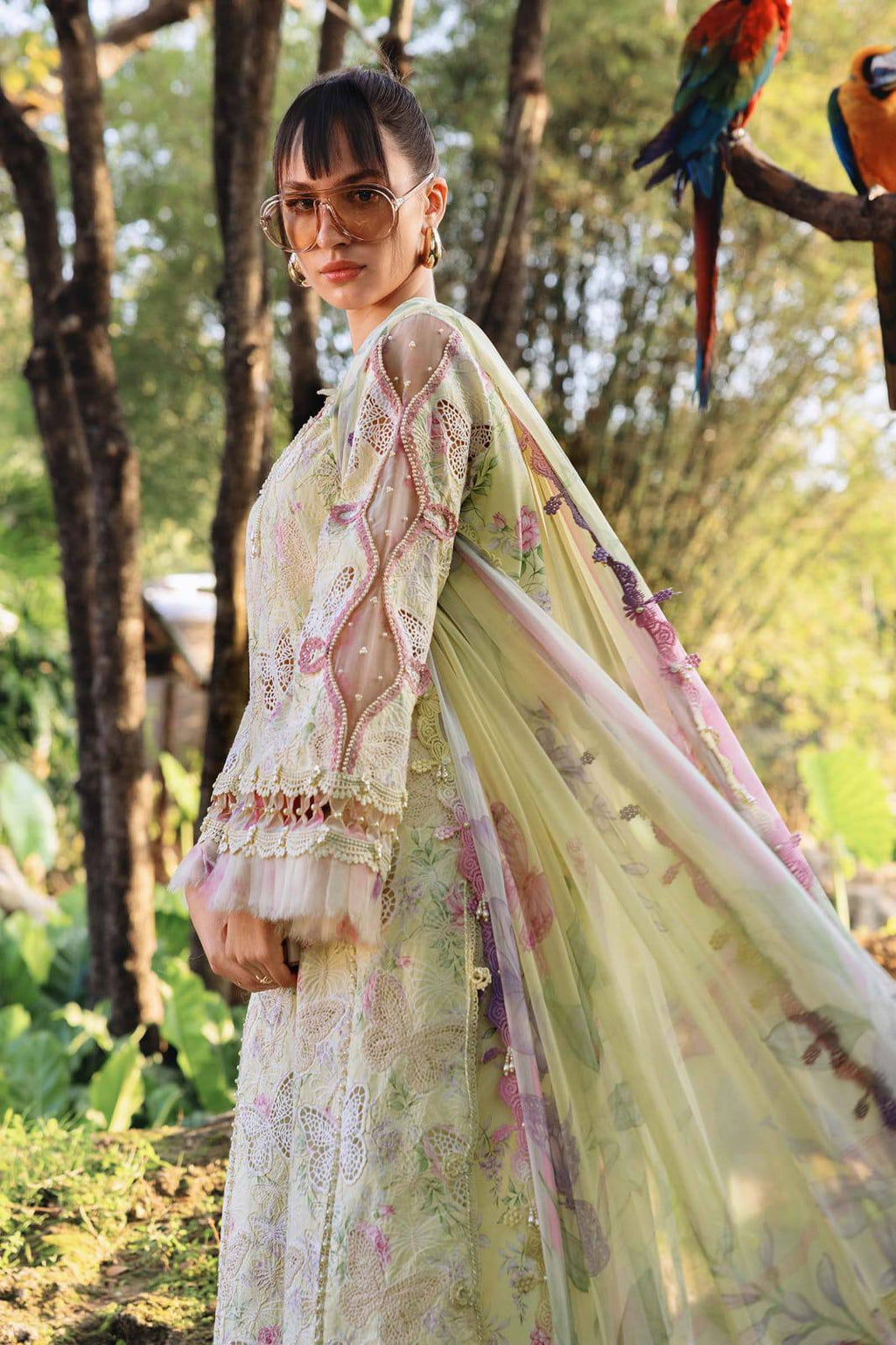 Maria B Butterfly Full Printed Lemon Lawn Summer'26 Embroidered 3Piece Unstitched