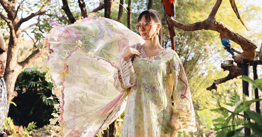 Maria B Butterfly Full Printed Lemon Lawn Summer'26 Embroidered 3Piece Unstitched