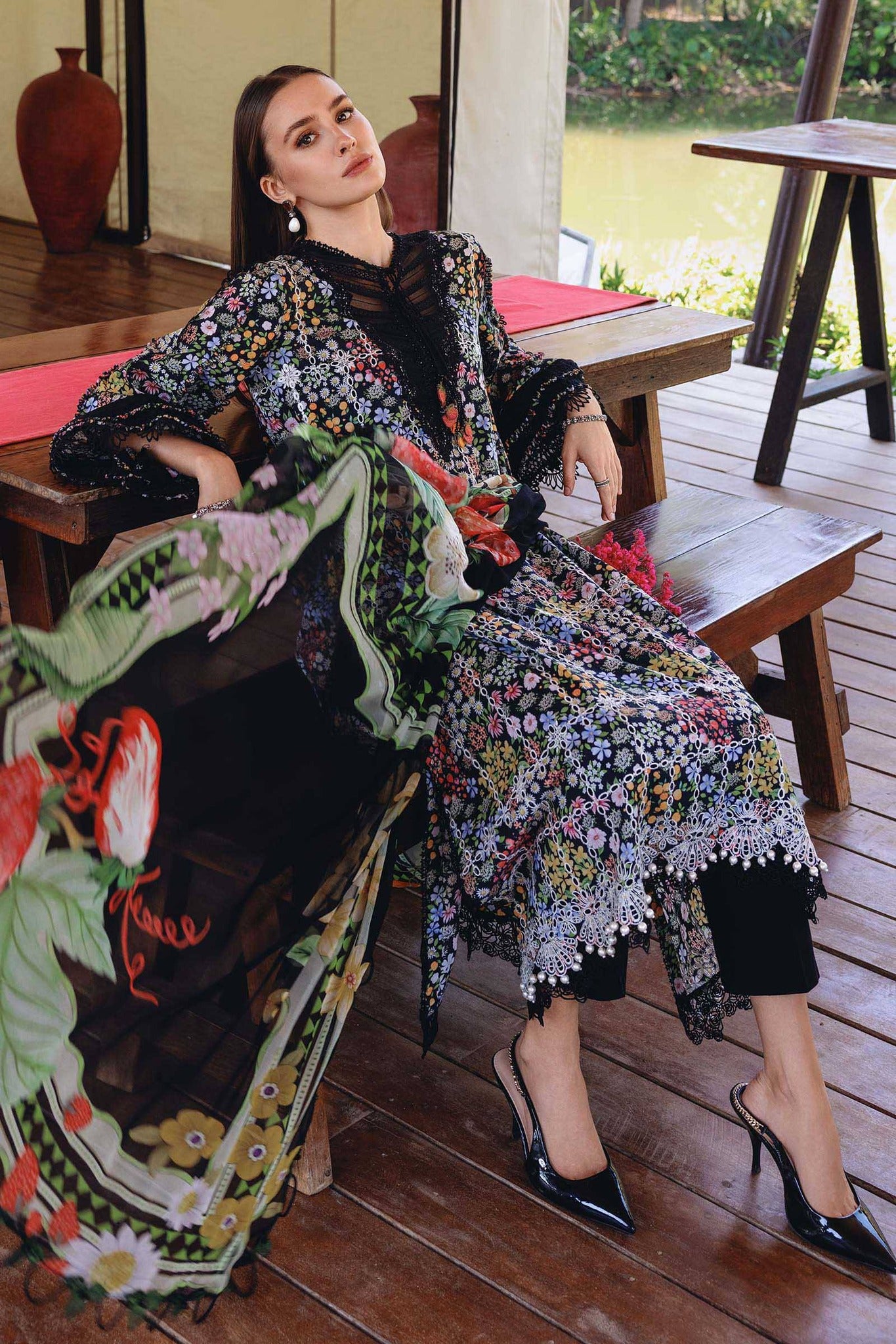 Maria B.Mprint 14-B Black Lawn Summer'26 Embroidered 3Piece Unstitched