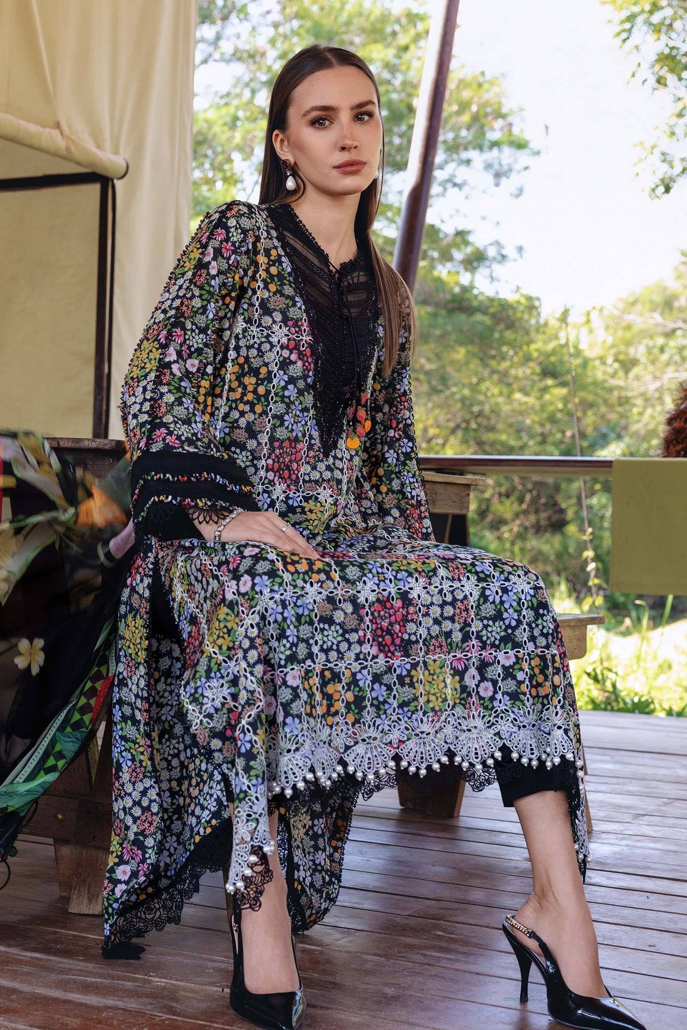 Maria B.Mprint 14-B Black Lawn Summer'26 Embroidered 3Piece Unstitched