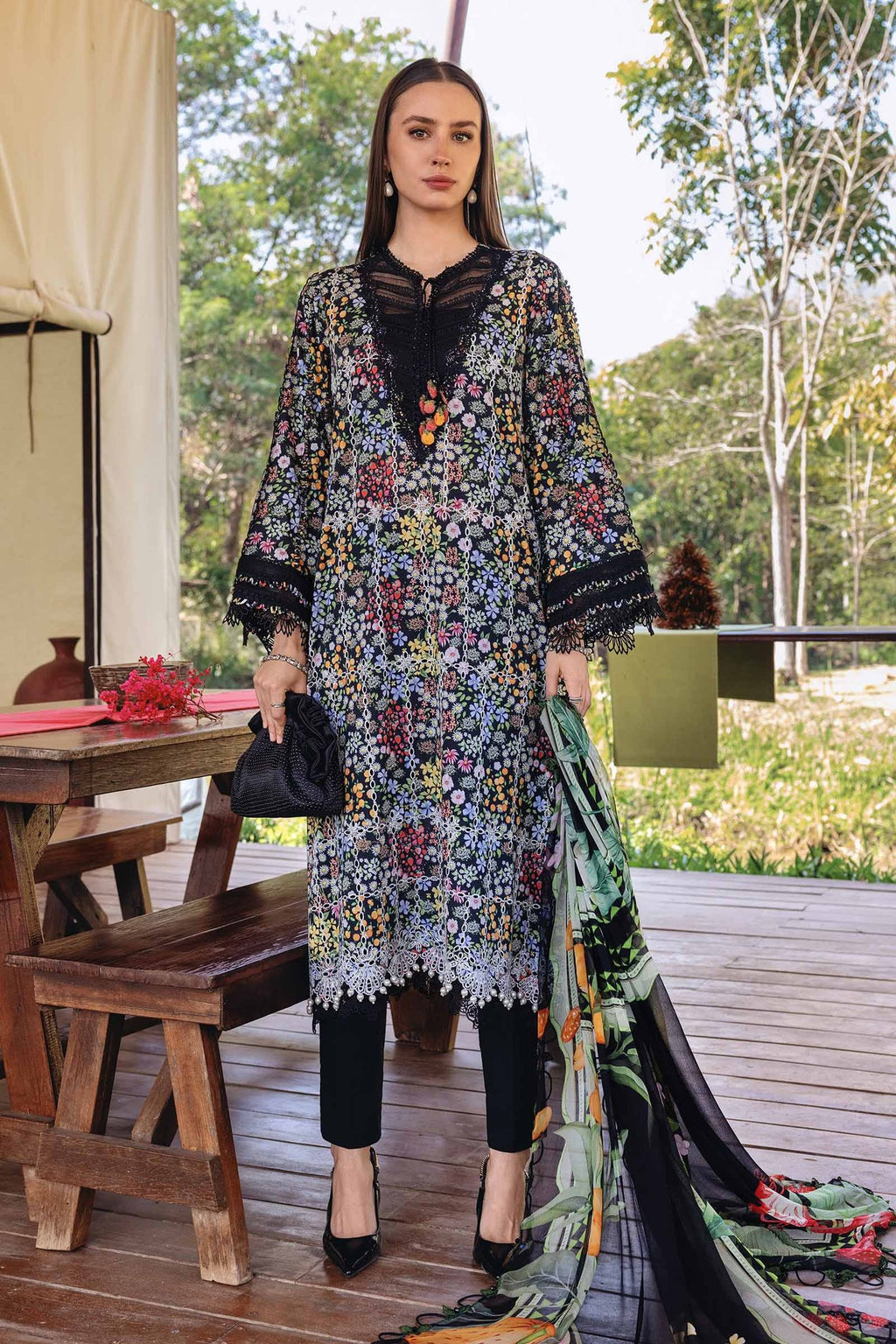 Maria B.Mprint 14-B Black Lawn Summer'26 Embroidered 3Piece Unstitched