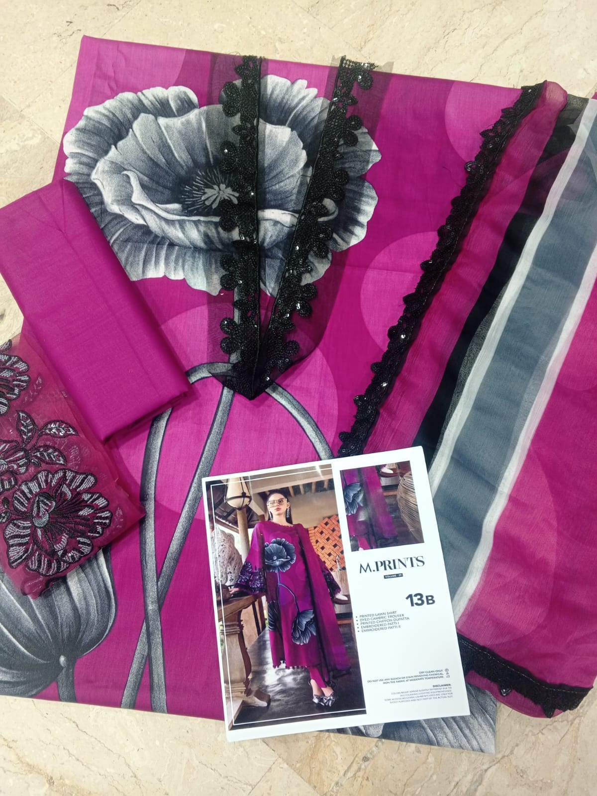 Maria B.Mprint Pink Lawn Summer'26 Embroidered 3Piece Unstitched