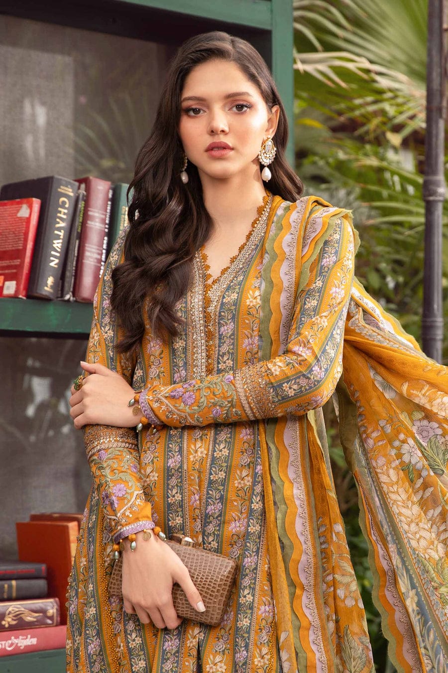 Maria B M.Print Mustard New Arrival Embroidery 3pc SC 1165