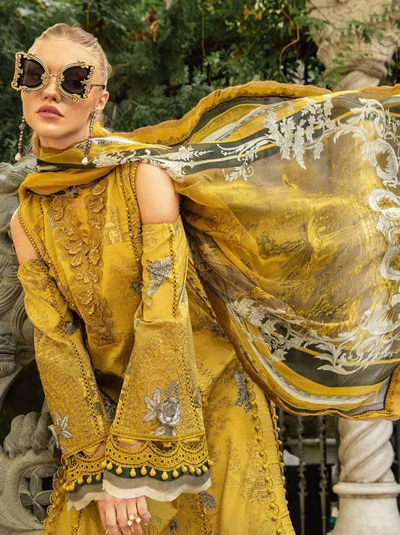 Maria B Lemon Green Pure Lawn Printed Embroidery Dress 3pc  SC 1158