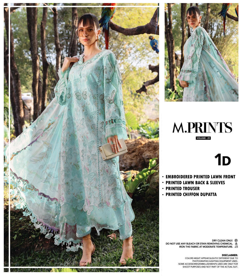Maria B Butterfly Green Full Printed Lawn Summer'26 Embroidered 3Piece Unstitched