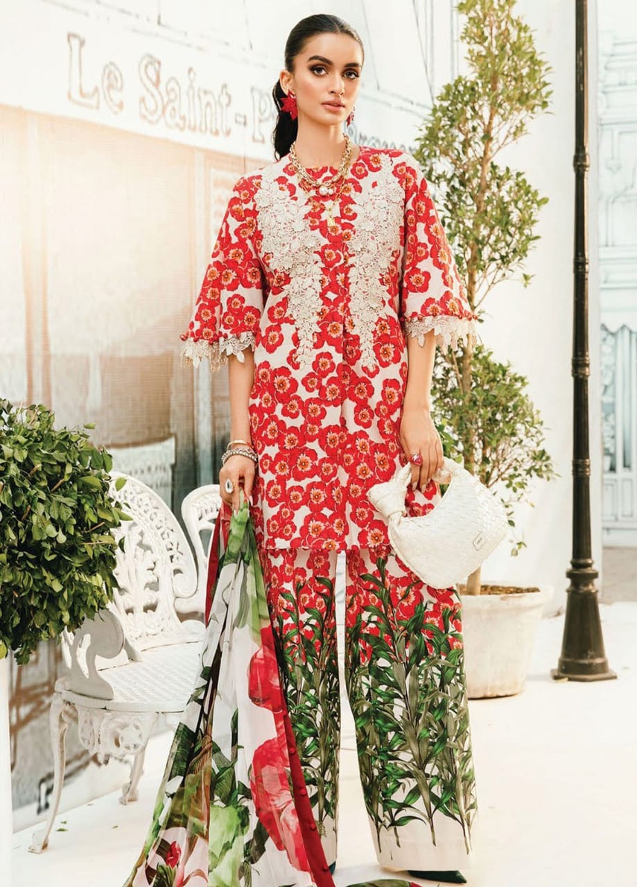 Maria B 2606-B Red New Arrival Lawn Emb 3pc Unstitched SC-1312