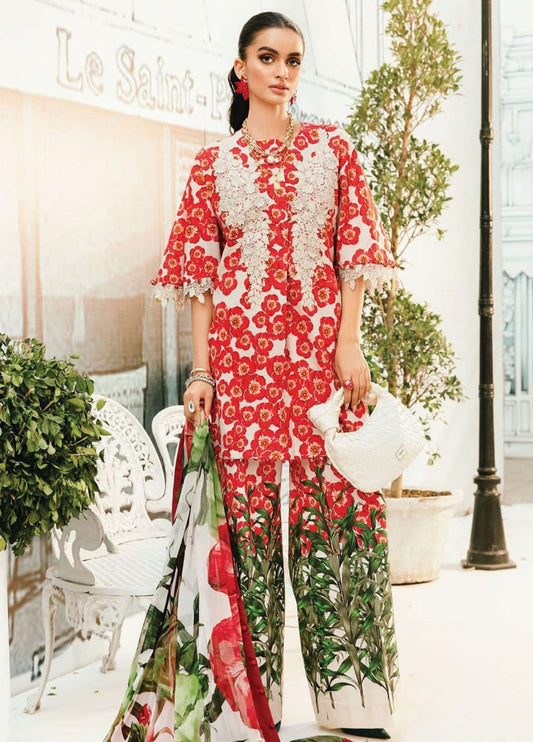 Maria B 2606-B Red New Arrival Lawn Emb 3pc Unstitched