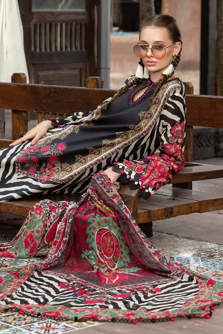 MARIA B BLACK ZIK PURE LAWN EMBROIDERY 3PC DRESS SC 1129