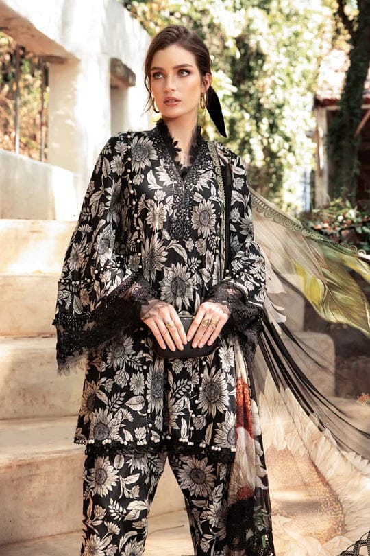 Maria B Black Printed Lawn Embroidery 3pc Unstitched SC-1266