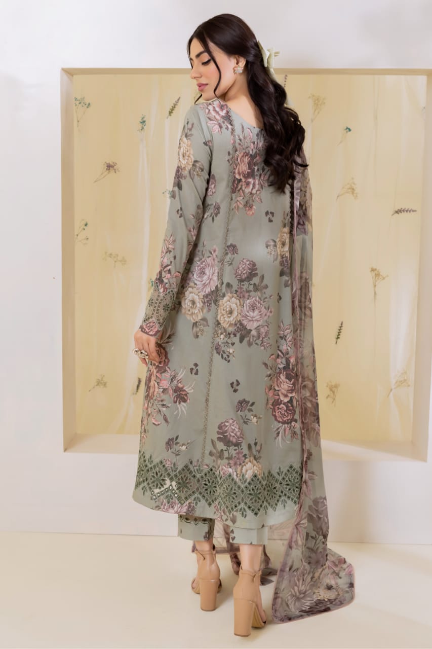Iznik Green Pure Lawn Print & Embroidery Collection 3pc SC 1093