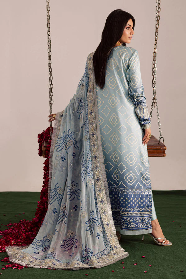 Nureh Blue Chundri Print Latest Lawn Embroidery 3piece Unstitched