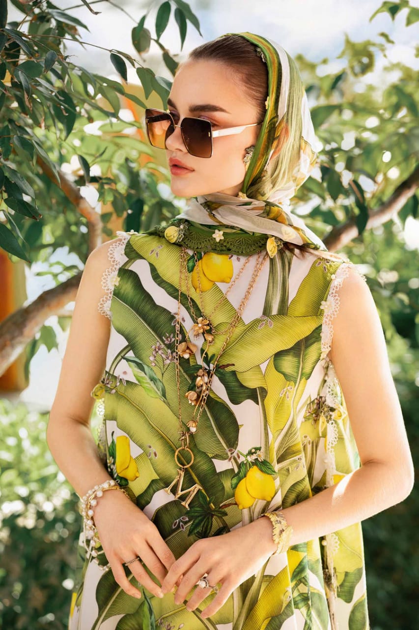 Maria B Lawn Printed Embroidery Dress 3pc Unstitched 3-A SC-1296