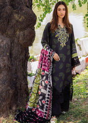 NUREH BLACK PURE LAWN EMB DRESS 3PC SUMMER COLLECTION