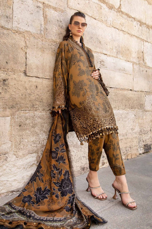 maria b brown dress Maria.B Embroidered Pakistani Luxury Lehenga Suit