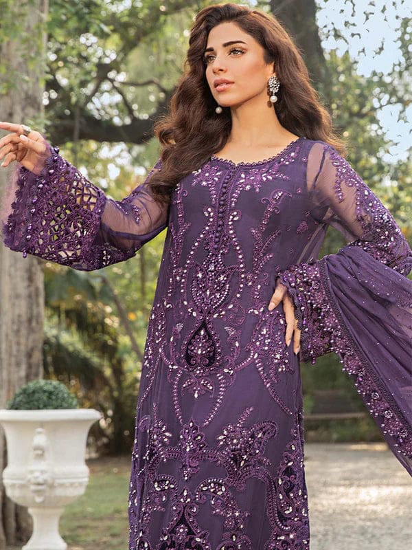 Maria B Purple New Arrival Chiffon Hand Work Formal Collection SC 1181