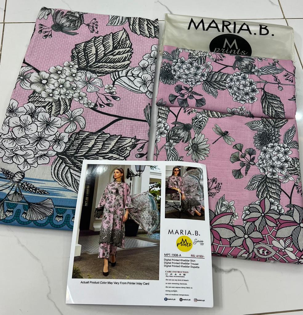 M.B Khaddar Digital Print Collection pink 3pc SC 1117