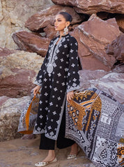 ZAINAB CHOTTANI BLACK DIGITAL LAWN EMB NEW 3PC DRESS  SC 1238