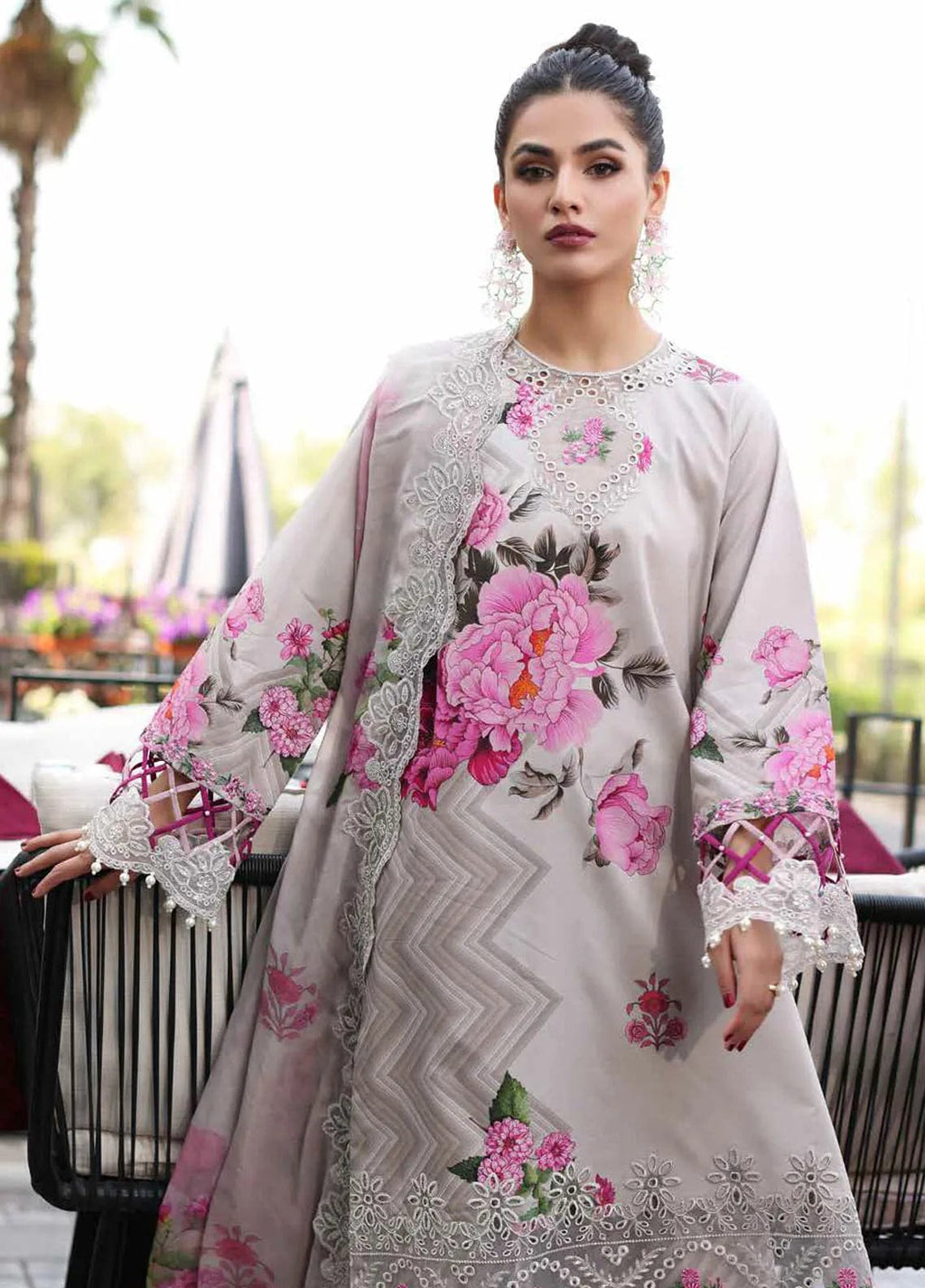 Asifa Nabeel Silk Hand Work Pink Multi Flower Party Wear Collection SC 1014
