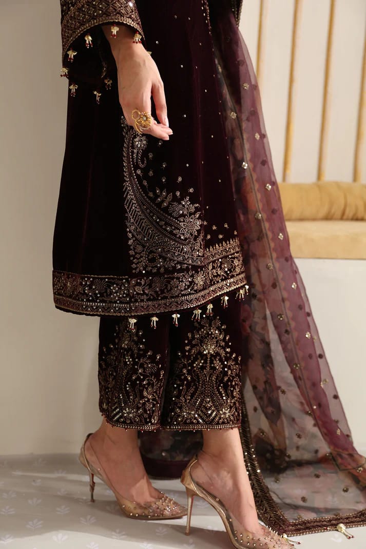 Jazmin Maroon Formal Collection Velvet SC 1100