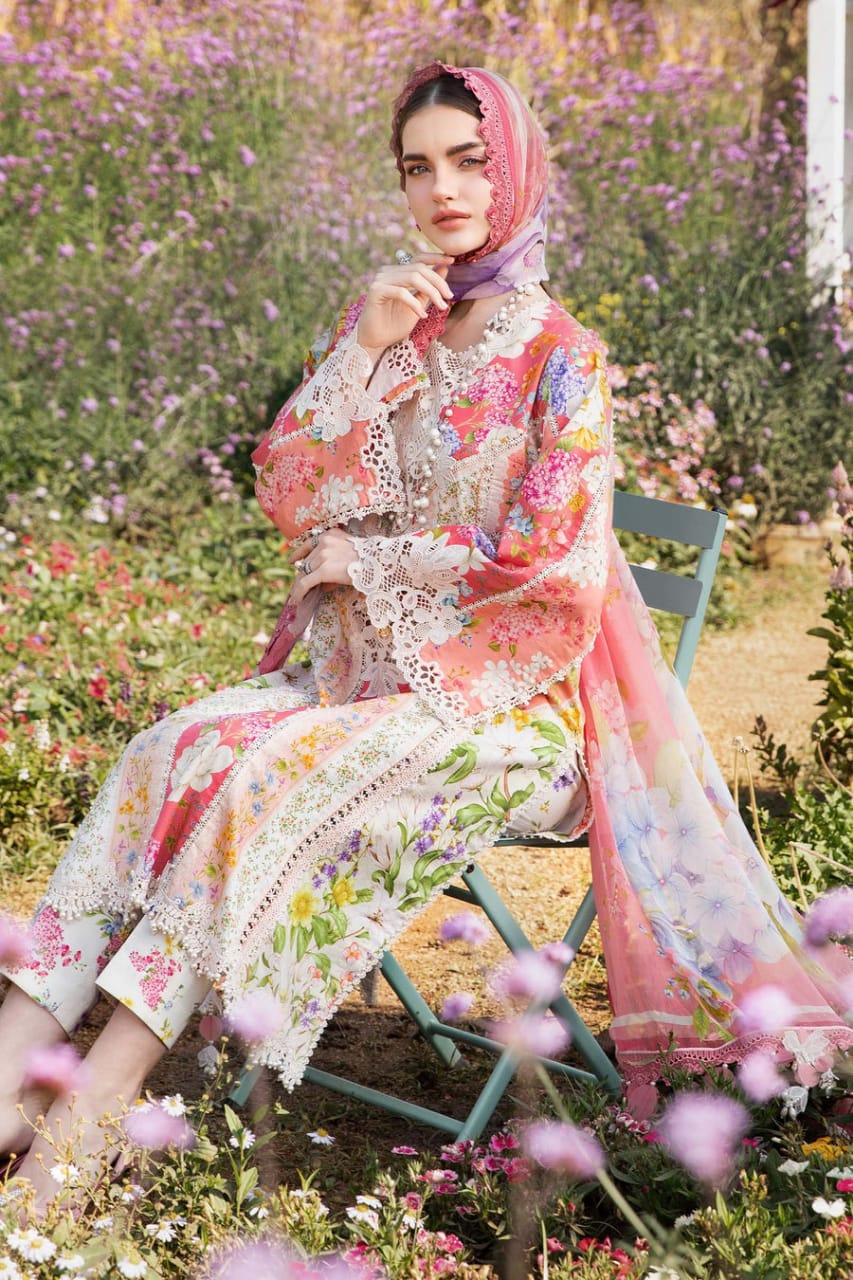 Maria B 2509 B Pink Multi New Arrival Lawn Emb 3pc Unstitched SC-1315