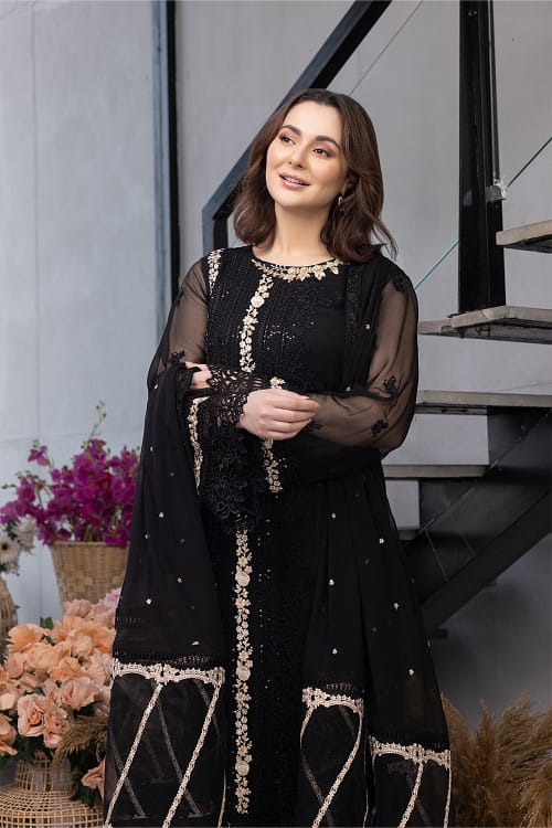 Azure Black Chiffon Luxury Formal Collection 4pc SC 1026