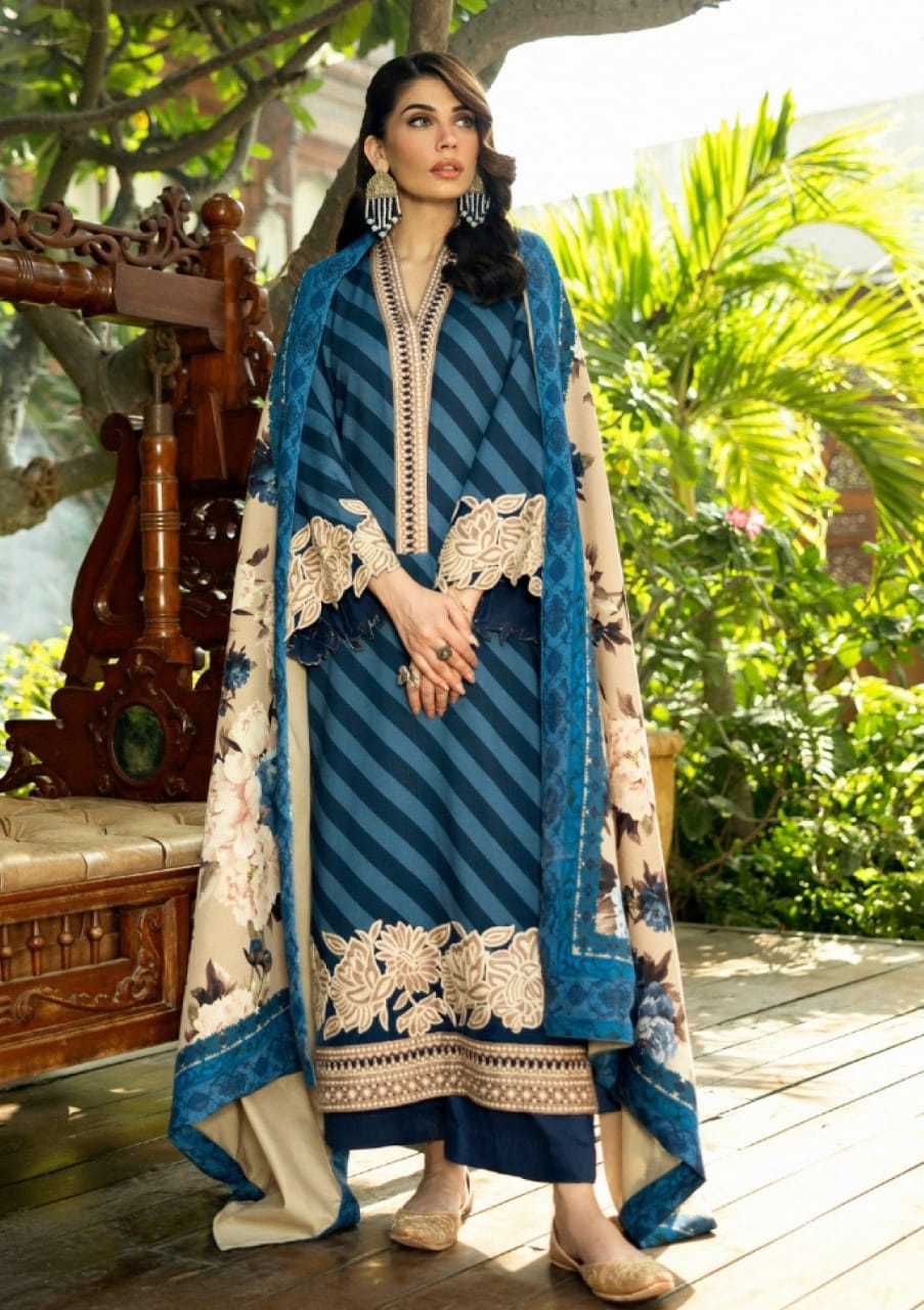 Z.C Printed Lawn Embroidery Lawn Duptta 3pc Unstitched SC-1276