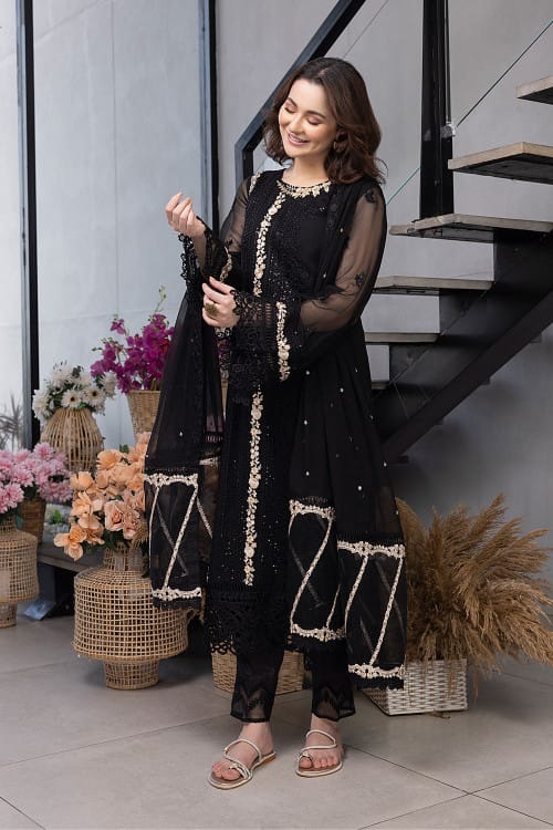 Azure Black Chiffon Luxury Formal Collection 4pc SC 1026