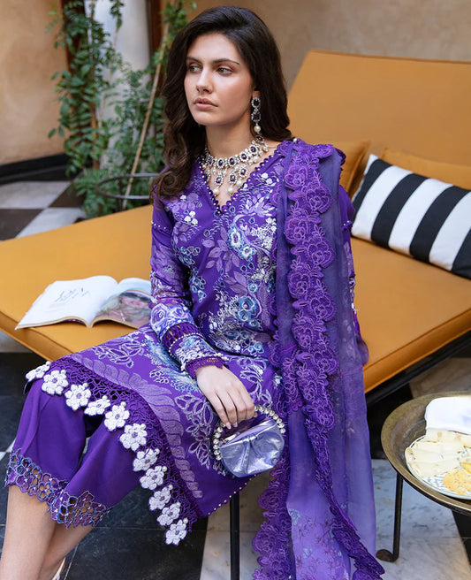 Designer Wear purple Lawn collection chikenkari