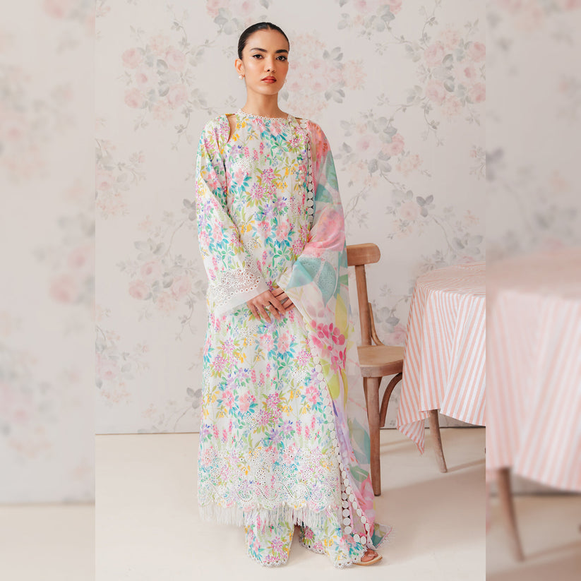 Afrozeh Chikankari Lawn Print Dress  - No:SC 1004 - Shiss collection