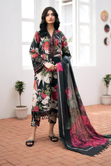 Baroque Black Print & Embroidery Dress - No: SC 1033 - Shiss collection