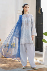Baroque Gray Blue Pure Lawn Dress  - No: SC 1041 - Shiss collection