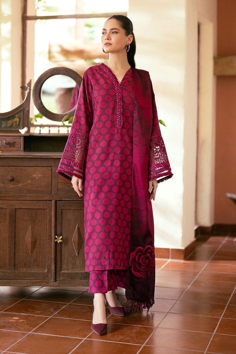 Baroque Pink Dot Pure Lawn Dress  - No: SC-1254 - Shiss collection
