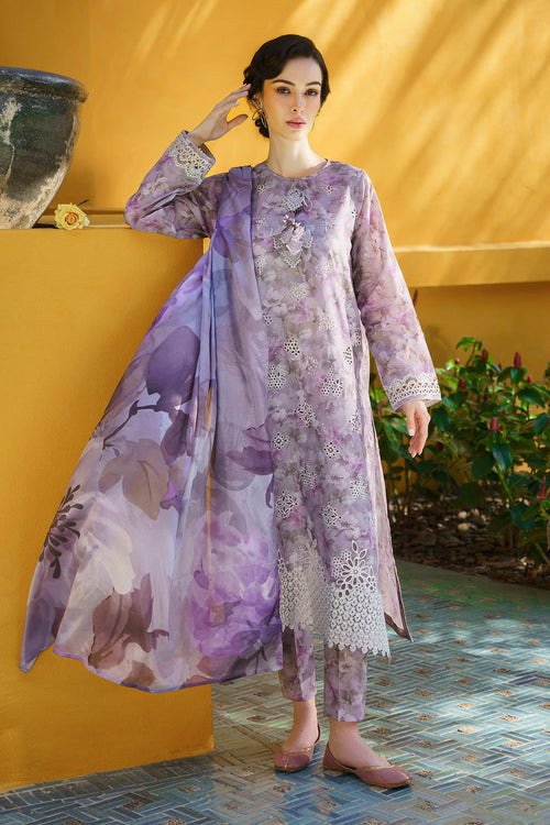 Baroque Purple Pink Pure Lawn Print Dress - No: SC 1054 - Shiss collection